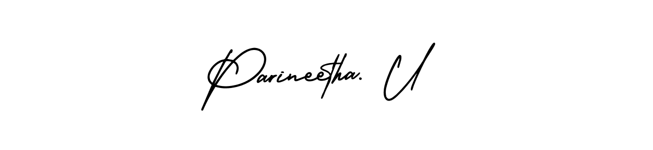 How to Draw Parineetha. U signature style? AmerikaSignatureDemo-Regular is a latest design signature styles for name Parineetha. U. Parineetha. U signature style 3 images and pictures png