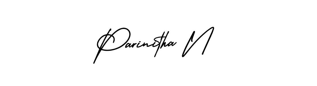 How to make Parinitha N name signature. Use AmerikaSignatureDemo-Regular style for creating short signs online. This is the latest handwritten sign. Parinitha N signature style 3 images and pictures png