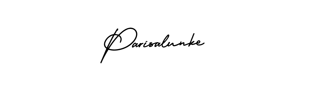 The best way (AmerikaSignatureDemo-Regular) to make a short signature is to pick only two or three words in your name. The name Parisalunke include a total of six letters. For converting this name. Parisalunke signature style 3 images and pictures png