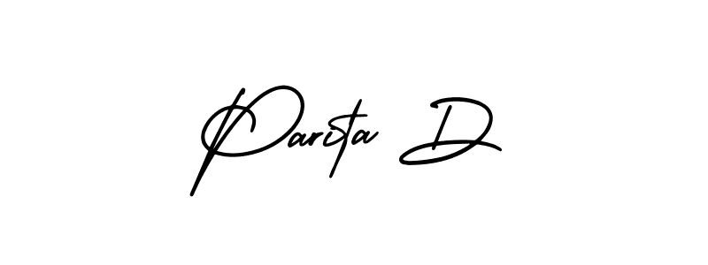 How to make Parita D name signature. Use AmerikaSignatureDemo-Regular style for creating short signs online. This is the latest handwritten sign. Parita D signature style 3 images and pictures png