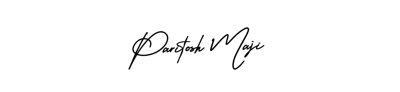 You should practise on your own different ways (AmerikaSignatureDemo-Regular) to write your name (Paritosh Maji) in signature. don't let someone else do it for you. Paritosh Maji signature style 3 images and pictures png