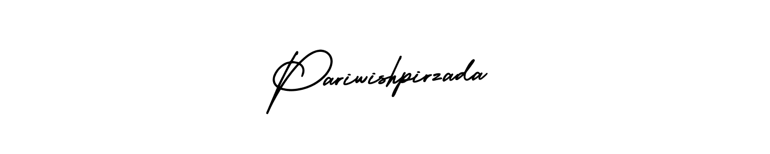 You should practise on your own different ways (AmerikaSignatureDemo-Regular) to write your name (Pariwishpirzada) in signature. don't let someone else do it for you. Pariwishpirzada signature style 3 images and pictures png