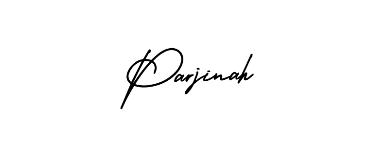 You should practise on your own different ways (AmerikaSignatureDemo-Regular) to write your name (Parjinah) in signature. don't let someone else do it for you. Parjinah signature style 3 images and pictures png