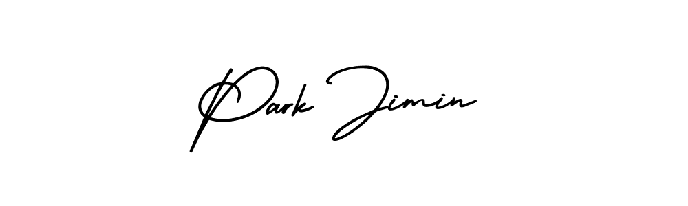 You should practise on your own different ways (AmerikaSignatureDemo-Regular) to write your name (Park Jimin) in signature. don't let someone else do it for you. Park Jimin signature style 3 images and pictures png