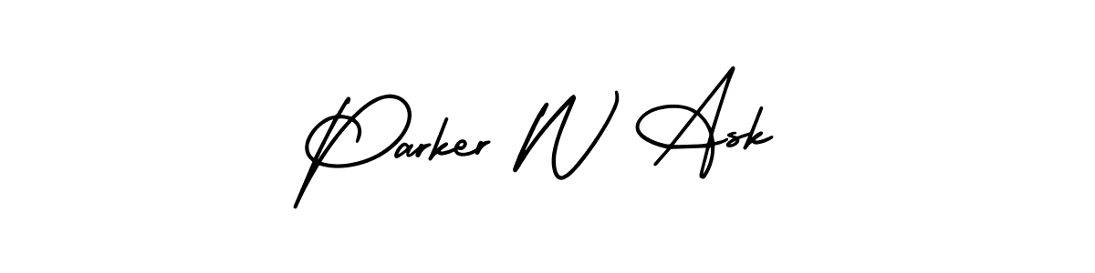 How to make Parker W Ask name signature. Use AmerikaSignatureDemo-Regular style for creating short signs online. This is the latest handwritten sign. Parker W Ask signature style 3 images and pictures png