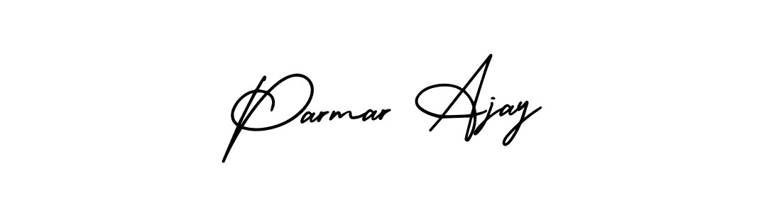 This is the best signature style for the Parmar Ajay name. Also you like these signature font (AmerikaSignatureDemo-Regular). Mix name signature. Parmar Ajay signature style 3 images and pictures png