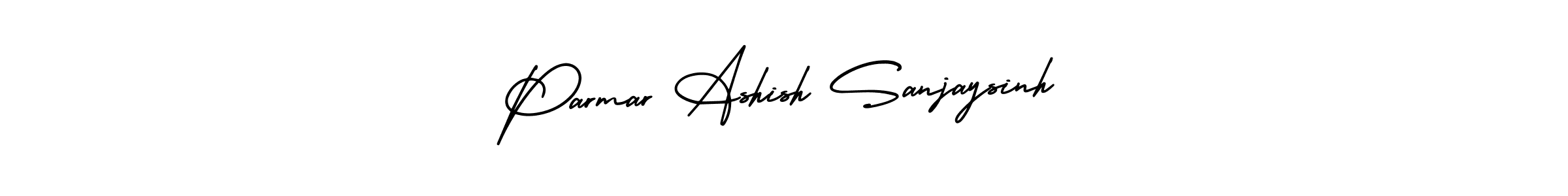 The best way (AmerikaSignatureDemo-Regular) to make a short signature is to pick only two or three words in your name. The name Parmar Ashish Sanjaysinh include a total of six letters. For converting this name. Parmar Ashish Sanjaysinh signature style 3 images and pictures png