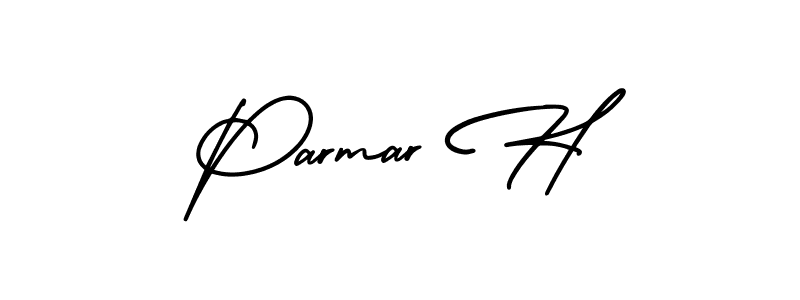 This is the best signature style for the Parmar H name. Also you like these signature font (AmerikaSignatureDemo-Regular). Mix name signature. Parmar H signature style 3 images and pictures png