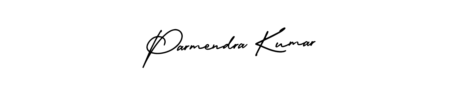 The best way (AmerikaSignatureDemo-Regular) to make a short signature is to pick only two or three words in your name. The name Parmendra Kumar include a total of six letters. For converting this name. Parmendra Kumar signature style 3 images and pictures png