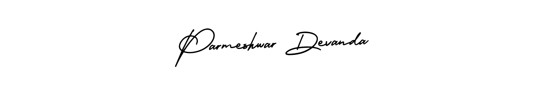 The best way (AmerikaSignatureDemo-Regular) to make a short signature is to pick only two or three words in your name. The name Parmeshwar Devanda include a total of six letters. For converting this name. Parmeshwar Devanda signature style 3 images and pictures png