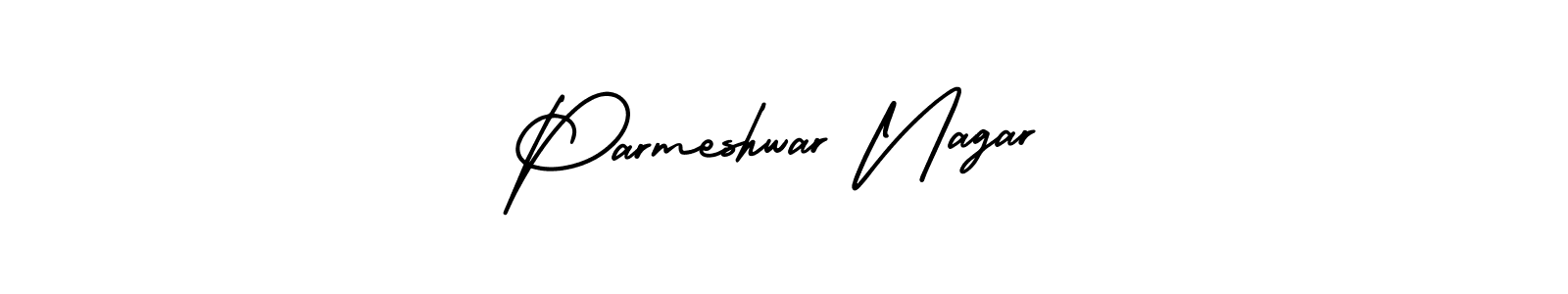 The best way (AmerikaSignatureDemo-Regular) to make a short signature is to pick only two or three words in your name. The name Parmeshwar Nagar include a total of six letters. For converting this name. Parmeshwar Nagar signature style 3 images and pictures png