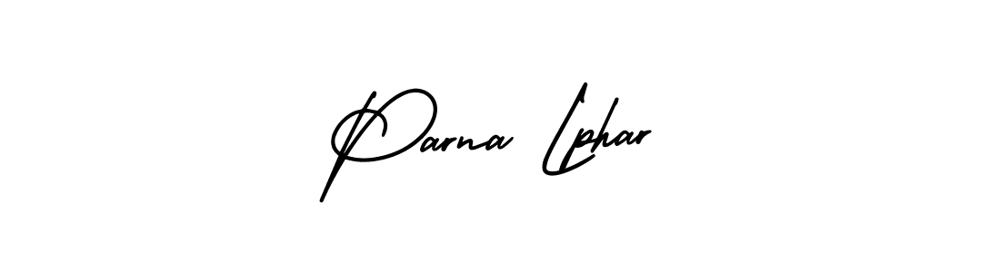The best way (AmerikaSignatureDemo-Regular) to make a short signature is to pick only two or three words in your name. The name Parna Lphar include a total of six letters. For converting this name. Parna Lphar signature style 3 images and pictures png