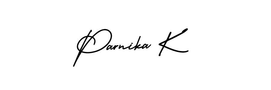 Design your own signature with our free online signature maker. With this signature software, you can create a handwritten (AmerikaSignatureDemo-Regular) signature for name Parnika K. Parnika K signature style 3 images and pictures png