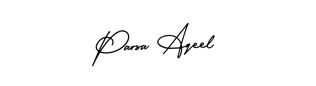 This is the best signature style for the Parsa Aqeel name. Also you like these signature font (AmerikaSignatureDemo-Regular). Mix name signature. Parsa Aqeel signature style 3 images and pictures png