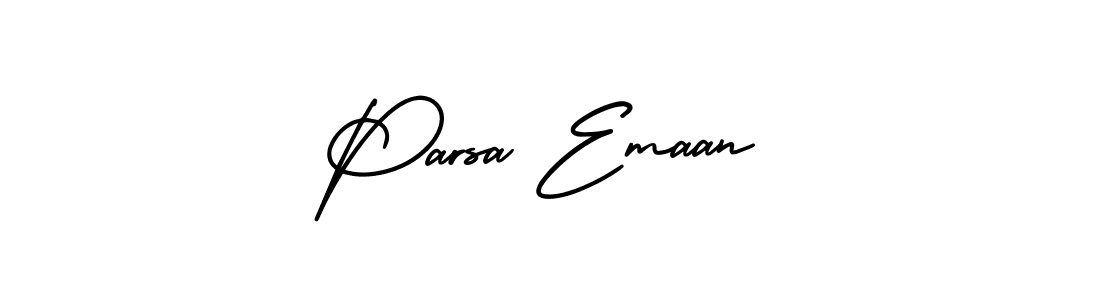 Similarly AmerikaSignatureDemo-Regular is the best handwritten signature design. Signature creator online .You can use it as an online autograph creator for name Parsa Emaan. Parsa Emaan signature style 3 images and pictures png