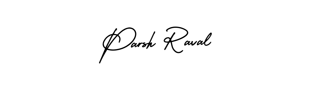 The best way (AmerikaSignatureDemo-Regular) to make a short signature is to pick only two or three words in your name. The name Parsh Raval include a total of six letters. For converting this name. Parsh Raval signature style 3 images and pictures png
