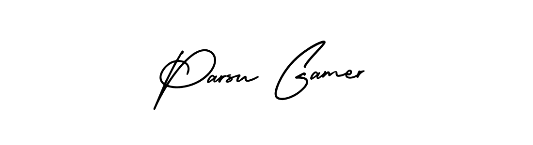 How to make Parsu Gamer name signature. Use AmerikaSignatureDemo-Regular style for creating short signs online. This is the latest handwritten sign. Parsu Gamer signature style 3 images and pictures png