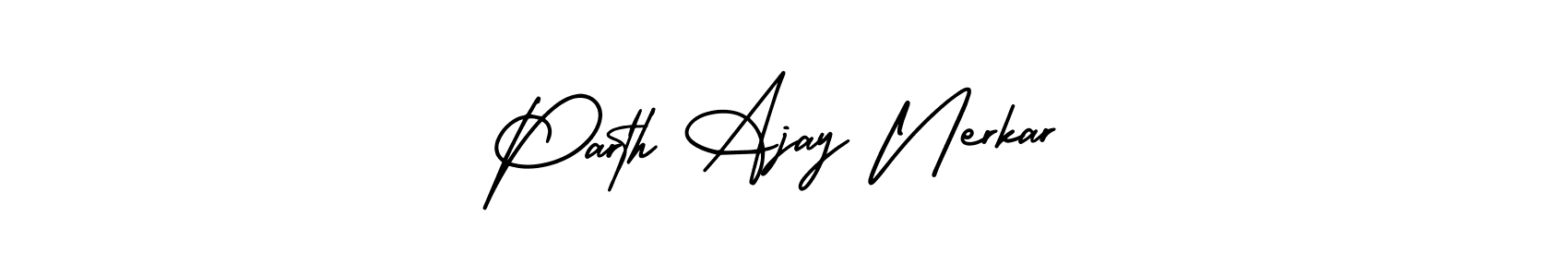 if you are searching for the best signature style for your name Parth Ajay Nerkar. so please give up your signature search. here we have designed multiple signature styles  using AmerikaSignatureDemo-Regular. Parth Ajay Nerkar signature style 3 images and pictures png