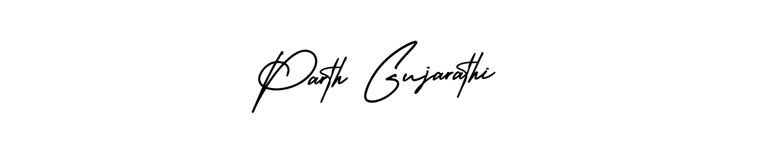 The best way (AmerikaSignatureDemo-Regular) to make a short signature is to pick only two or three words in your name. The name Parth Gujarathi include a total of six letters. For converting this name. Parth Gujarathi signature style 3 images and pictures png