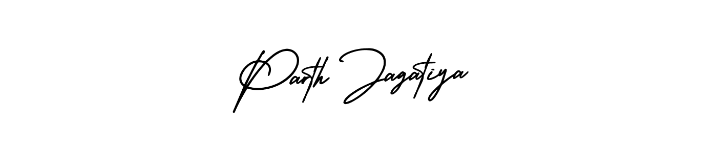 The best way (AmerikaSignatureDemo-Regular) to make a short signature is to pick only two or three words in your name. The name Parth Jagatiya include a total of six letters. For converting this name. Parth Jagatiya signature style 3 images and pictures png