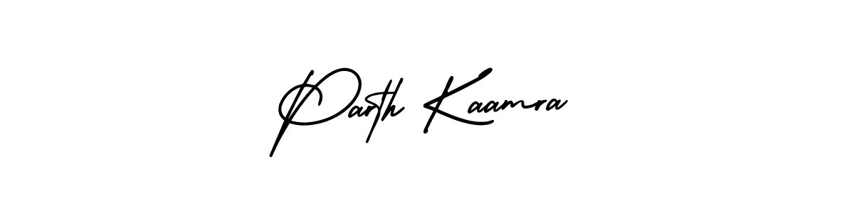 You should practise on your own different ways (AmerikaSignatureDemo-Regular) to write your name (Parth Kaamra) in signature. don't let someone else do it for you. Parth Kaamra signature style 3 images and pictures png