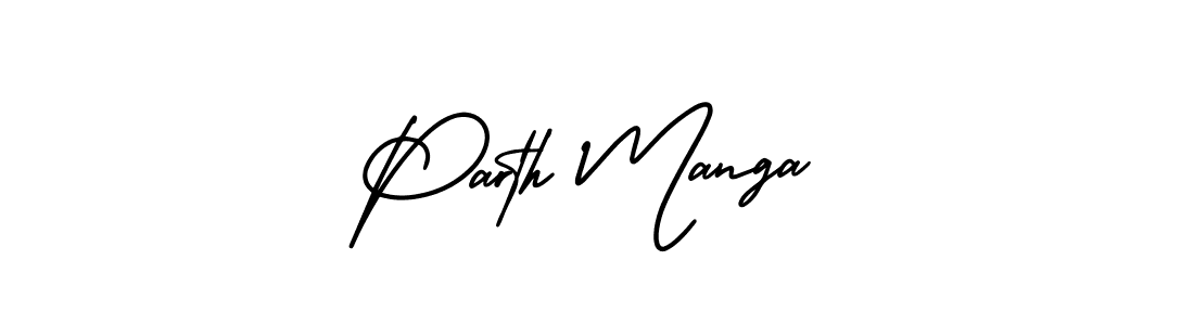 The best way (AmerikaSignatureDemo-Regular) to make a short signature is to pick only two or three words in your name. The name Parth Manga include a total of six letters. For converting this name. Parth Manga signature style 3 images and pictures png