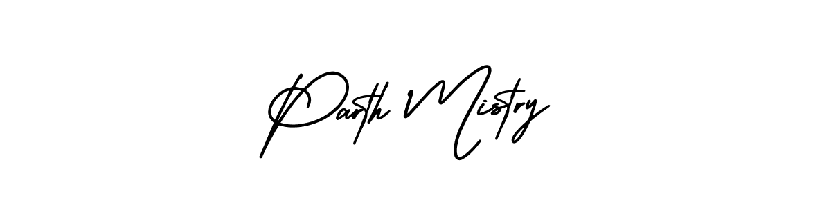 You should practise on your own different ways (AmerikaSignatureDemo-Regular) to write your name (Parth Mistry) in signature. don't let someone else do it for you. Parth Mistry signature style 3 images and pictures png