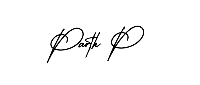 How to make Parth P name signature. Use AmerikaSignatureDemo-Regular style for creating short signs online. This is the latest handwritten sign. Parth P signature style 3 images and pictures png