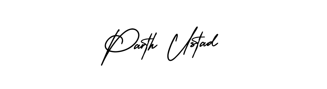 Similarly AmerikaSignatureDemo-Regular is the best handwritten signature design. Signature creator online .You can use it as an online autograph creator for name Parth Ustad. Parth Ustad signature style 3 images and pictures png
