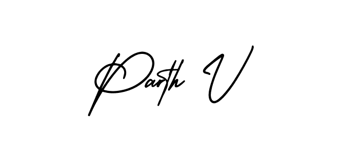 Use a signature maker to create a handwritten signature online. With this signature software, you can design (AmerikaSignatureDemo-Regular) your own signature for name Parth V. Parth V signature style 3 images and pictures png