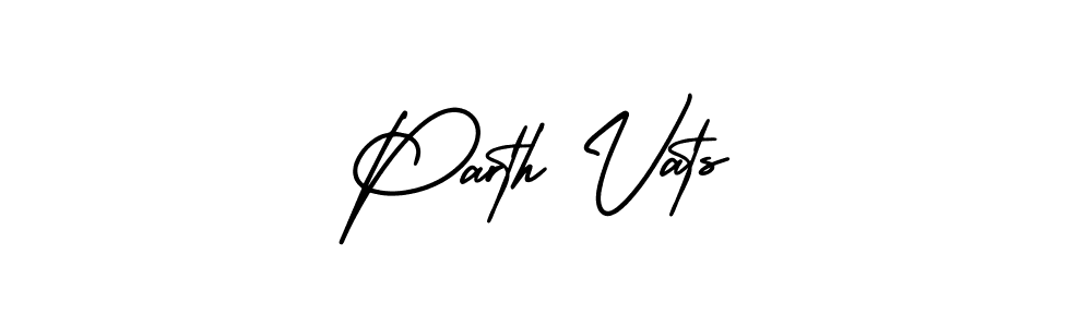 The best way (AmerikaSignatureDemo-Regular) to make a short signature is to pick only two or three words in your name. The name Parth Vats include a total of six letters. For converting this name. Parth Vats signature style 3 images and pictures png