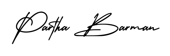 Stand out with a creative autograph for Partha Barman. The AmerikaSignatureDemo-Regular styling blends modern aesthetics with classic signature flourishes. Partha Barman signature style 3 images and pictures png