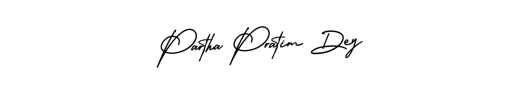 You should practise on your own different ways (AmerikaSignatureDemo-Regular) to write your name (Partha Pratim Dey) in signature. don't let someone else do it for you. Partha Pratim Dey signature style 3 images and pictures png