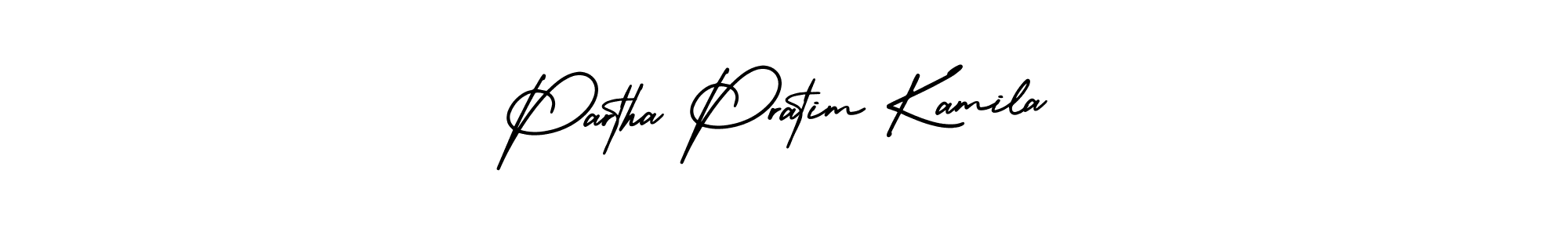 You should practise on your own different ways (AmerikaSignatureDemo-Regular) to write your name (Partha Pratim Kamila) in signature. don't let someone else do it for you. Partha Pratim Kamila signature style 3 images and pictures png