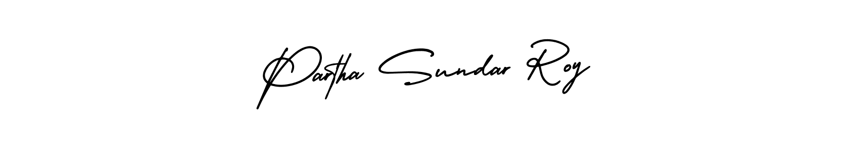 You should practise on your own different ways (AmerikaSignatureDemo-Regular) to write your name (Partha Sundar Roy) in signature. don't let someone else do it for you. Partha Sundar Roy signature style 3 images and pictures png