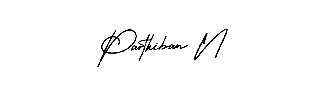 The best way (AmerikaSignatureDemo-Regular) to make a short signature is to pick only two or three words in your name. The name Parthiban N include a total of six letters. For converting this name. Parthiban N signature style 3 images and pictures png