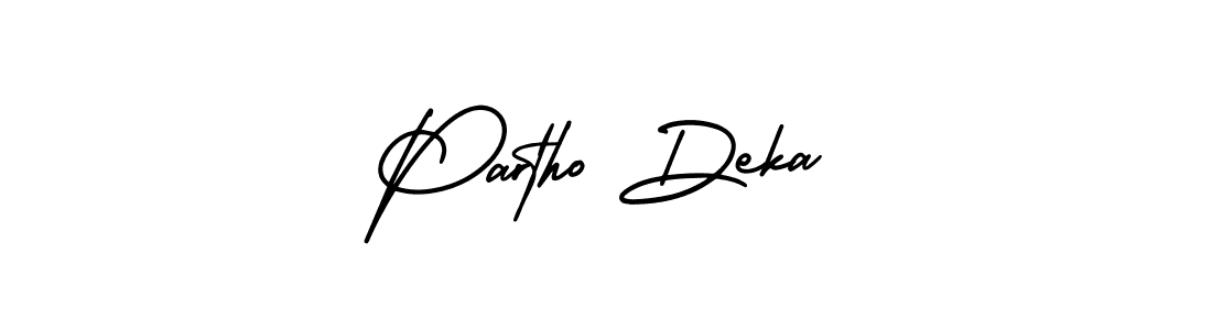 The best way (AmerikaSignatureDemo-Regular) to make a short signature is to pick only two or three words in your name. The name Partho Deka include a total of six letters. For converting this name. Partho Deka signature style 3 images and pictures png