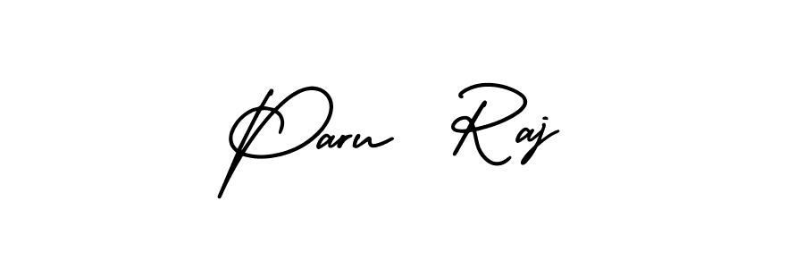 Similarly AmerikaSignatureDemo-Regular is the best handwritten signature design. Signature creator online .You can use it as an online autograph creator for name Paru  Raj. Paru  Raj signature style 3 images and pictures png