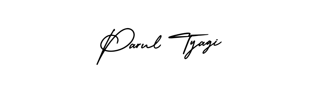 The best way (AmerikaSignatureDemo-Regular) to make a short signature is to pick only two or three words in your name. The name Parul Tyagi include a total of six letters. For converting this name. Parul Tyagi signature style 3 images and pictures png