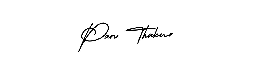 The best way (AmerikaSignatureDemo-Regular) to make a short signature is to pick only two or three words in your name. The name Parv Thakur include a total of six letters. For converting this name. Parv Thakur signature style 3 images and pictures png
