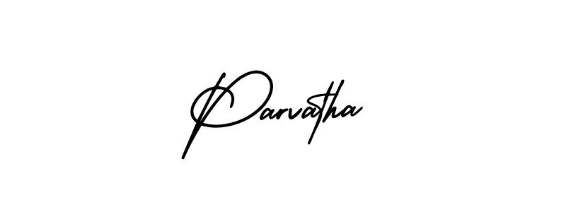 How to make Parvatha name signature. Use AmerikaSignatureDemo-Regular style for creating short signs online. This is the latest handwritten sign. Parvatha signature style 3 images and pictures png