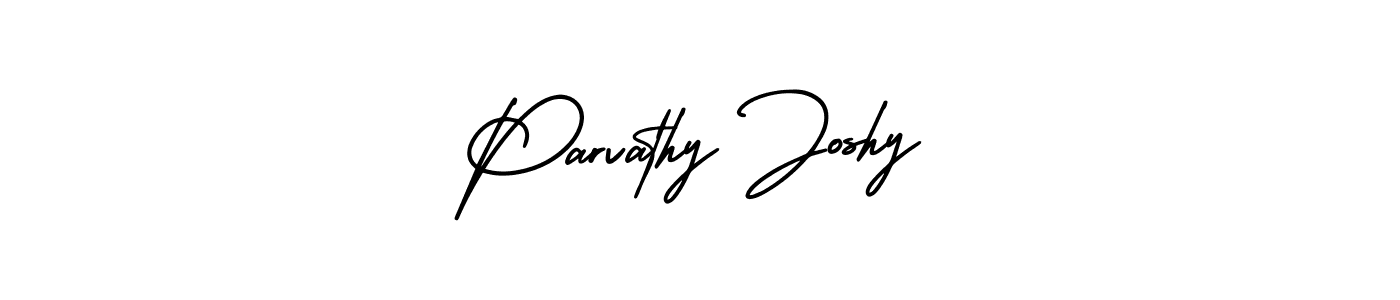 You should practise on your own different ways (AmerikaSignatureDemo-Regular) to write your name (Parvathy Joshy) in signature. don't let someone else do it for you. Parvathy Joshy signature style 3 images and pictures png