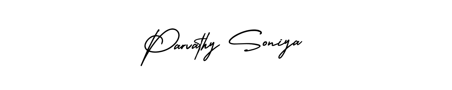 It looks lik you need a new signature style for name Parvathy Soniya. Design unique handwritten (AmerikaSignatureDemo-Regular) signature with our free signature maker in just a few clicks. Parvathy Soniya signature style 3 images and pictures png