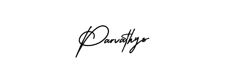 How to make Parvathys name signature. Use AmerikaSignatureDemo-Regular style for creating short signs online. This is the latest handwritten sign. Parvathys signature style 3 images and pictures png