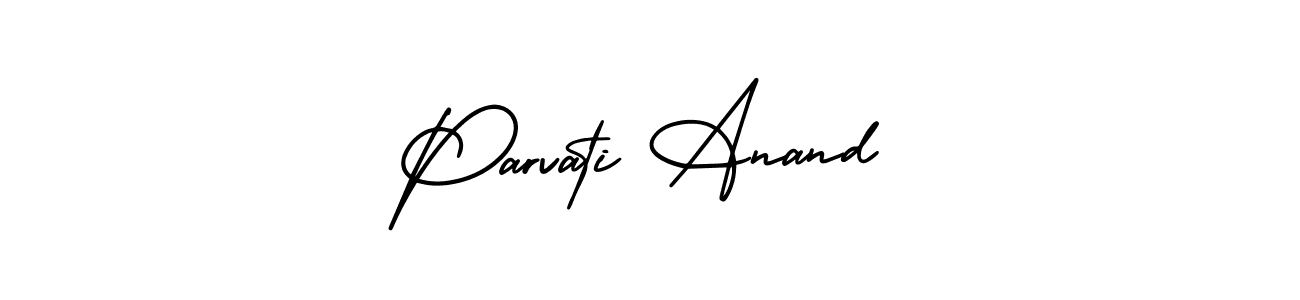 The best way (AmerikaSignatureDemo-Regular) to make a short signature is to pick only two or three words in your name. The name Parvati Anand include a total of six letters. For converting this name. Parvati Anand signature style 3 images and pictures png