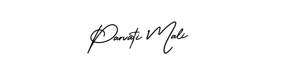 This is the best signature style for the Parvati Mali name. Also you like these signature font (AmerikaSignatureDemo-Regular). Mix name signature. Parvati Mali signature style 3 images and pictures png