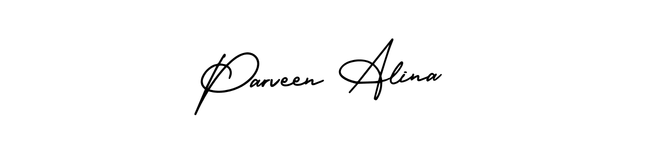 Create a beautiful signature design for name Parveen Alina. With this signature (AmerikaSignatureDemo-Regular) fonts, you can make a handwritten signature for free. Parveen Alina signature style 3 images and pictures png