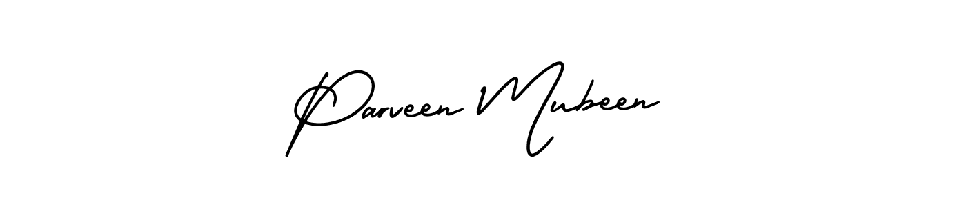 How to make Parveen Mubeen name signature. Use AmerikaSignatureDemo-Regular style for creating short signs online. This is the latest handwritten sign. Parveen Mubeen signature style 3 images and pictures png