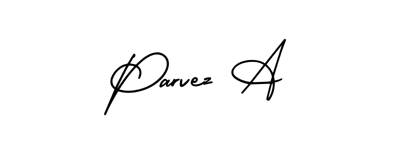 How to make Parvez A name signature. Use AmerikaSignatureDemo-Regular style for creating short signs online. This is the latest handwritten sign. Parvez A signature style 3 images and pictures png