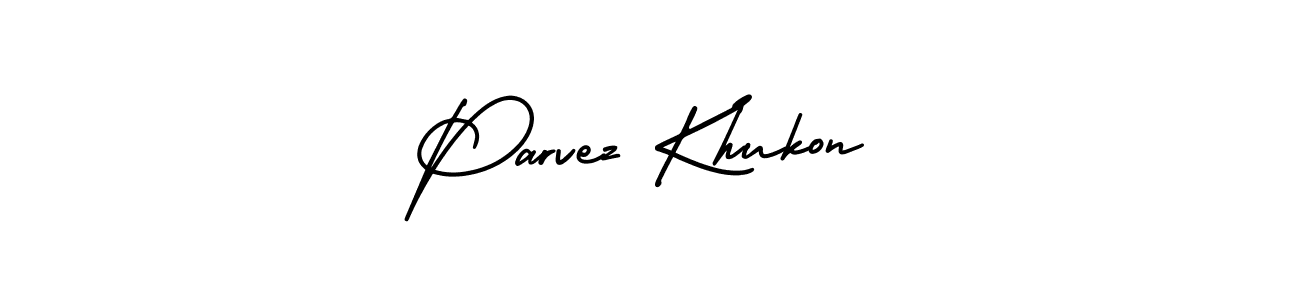 if you are searching for the best signature style for your name Parvez Khukon. so please give up your signature search. here we have designed multiple signature styles  using AmerikaSignatureDemo-Regular. Parvez Khukon signature style 3 images and pictures png